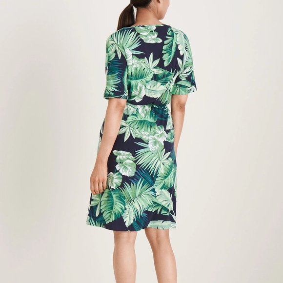 NWT Chico's Tropical Print Tie Waist Dress Palm Tie Women's Size 3 16/18 H12956 - Picture 12 of 12